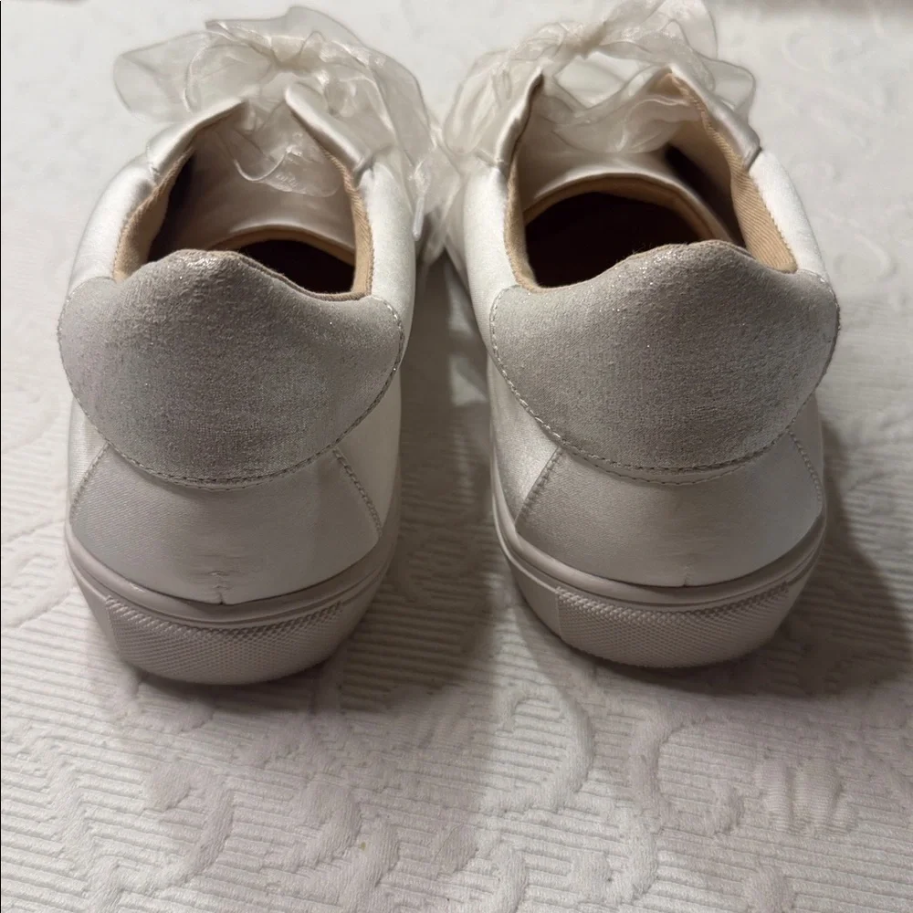 Betsey Johnson Cibil “Bride” Sneakers. Bling.  Size 8. Satin Ribbon lace.